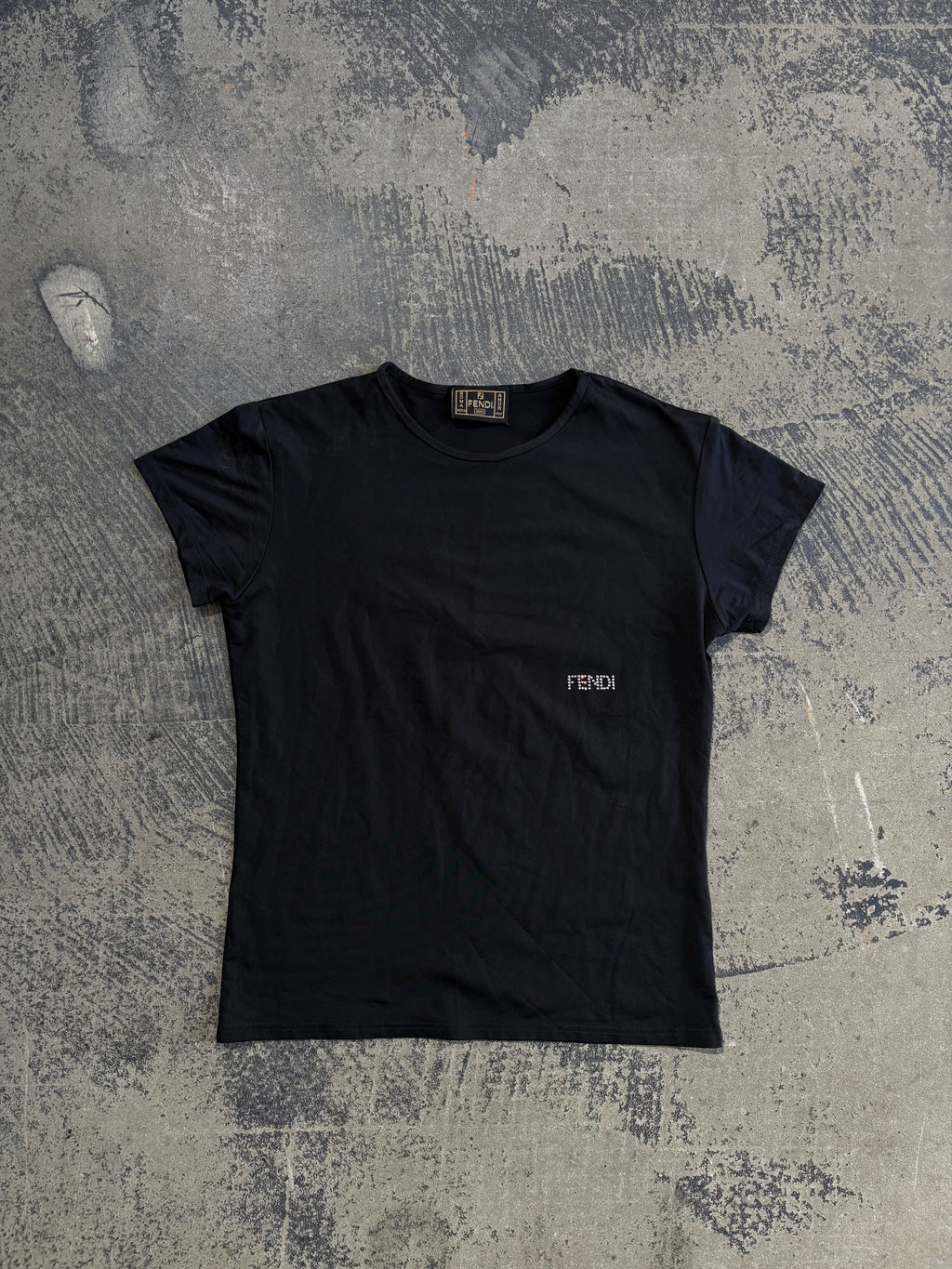 FENDI t-shirt elasticizzata logo strass