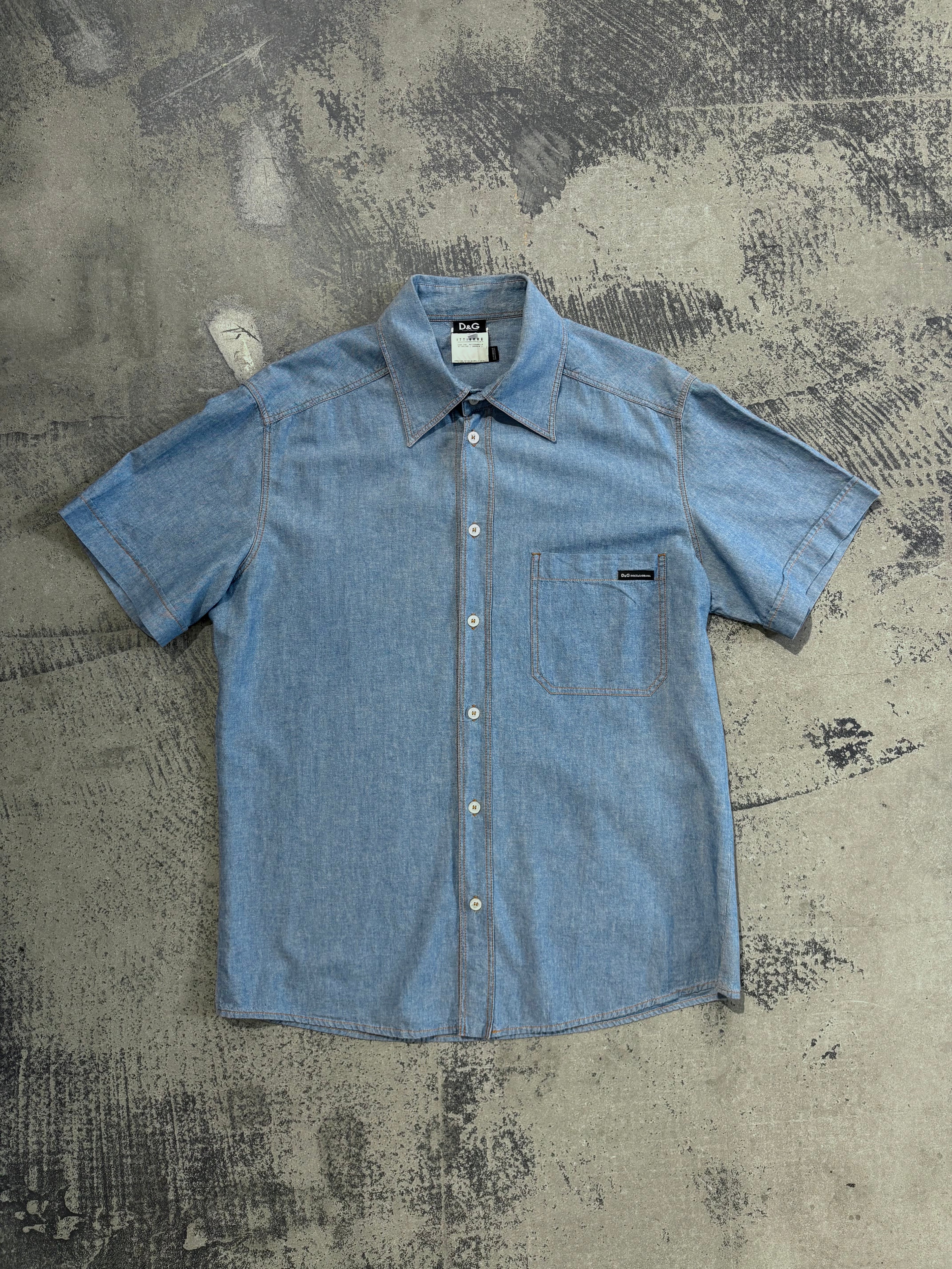 Camicia Dolce & Gabbana cotone chambray azzurro chiaro L/XL