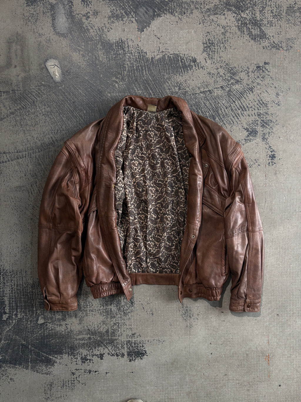 Giacca bomber vera pelle marrone effetto vintage XL