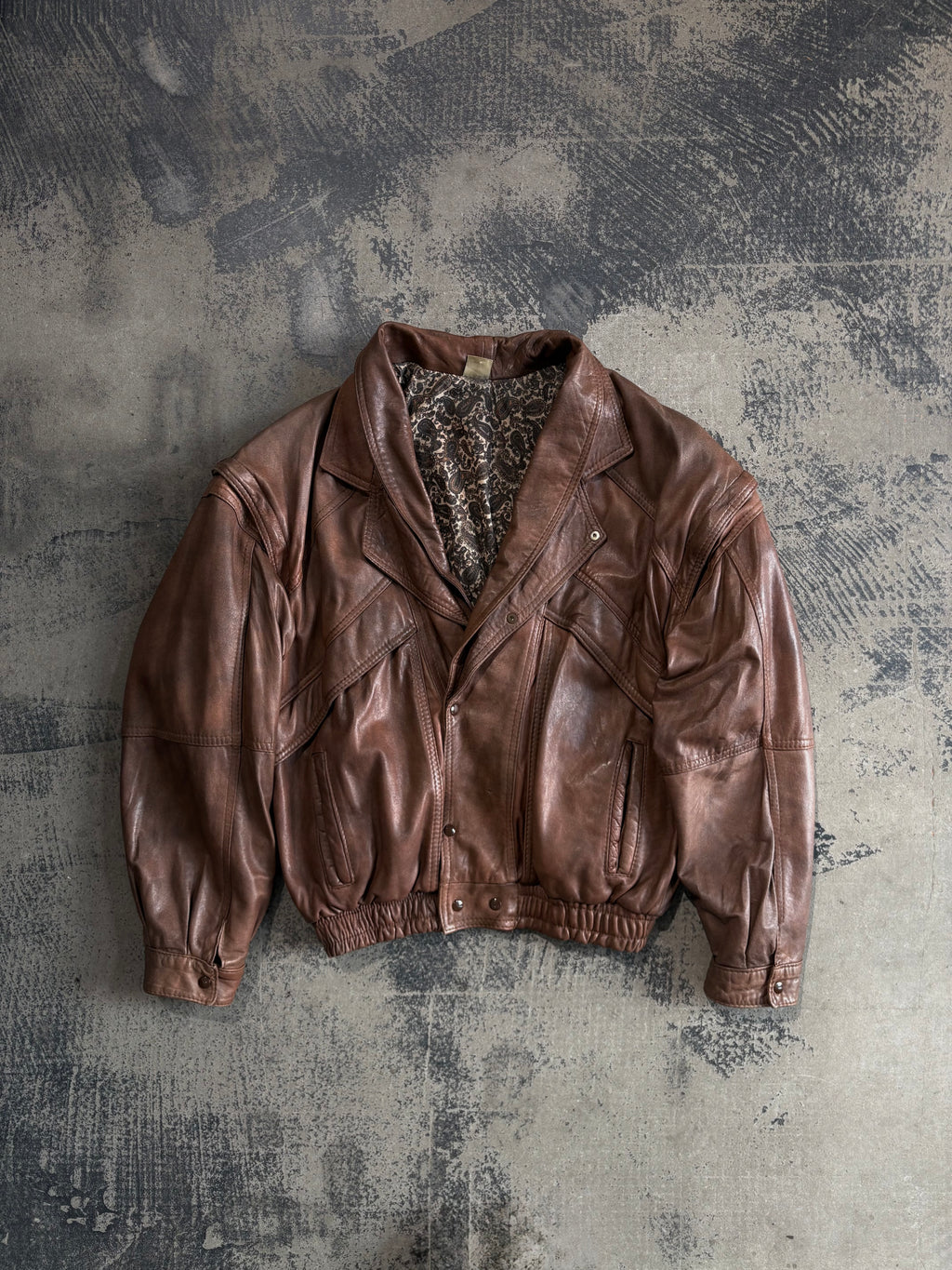 Giacca bomber vera pelle marrone effetto vintage XL