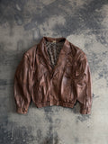 Giacca bomber vera pelle marrone effetto vintage XL