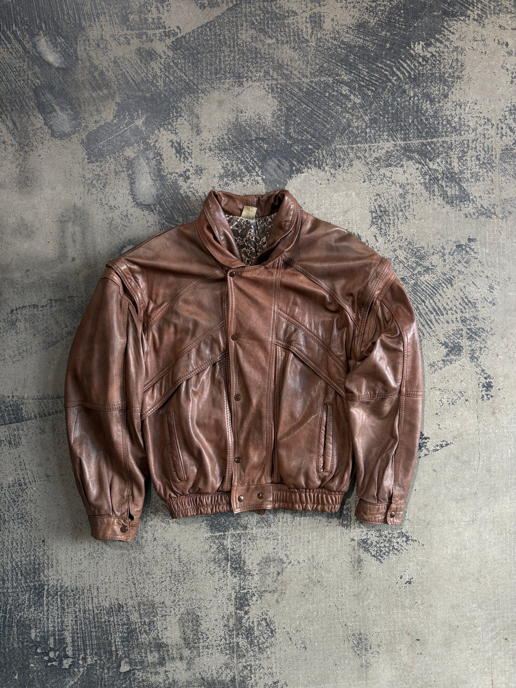 Giacca bomber vera pelle marrone effetto vintage XL