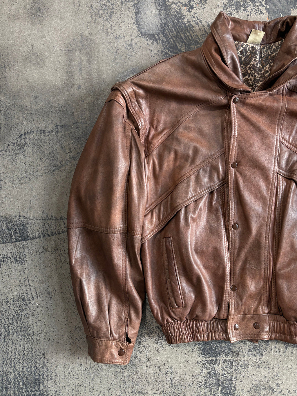Giacca bomber vera pelle marrone effetto vintage XL