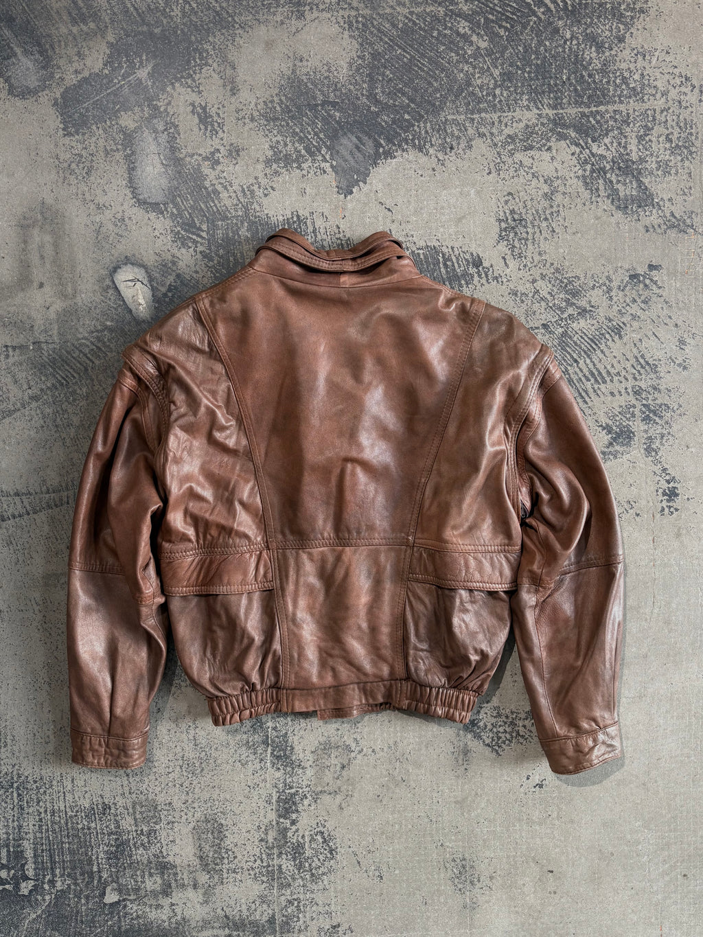 Giacca bomber vera pelle marrone effetto vintage XL