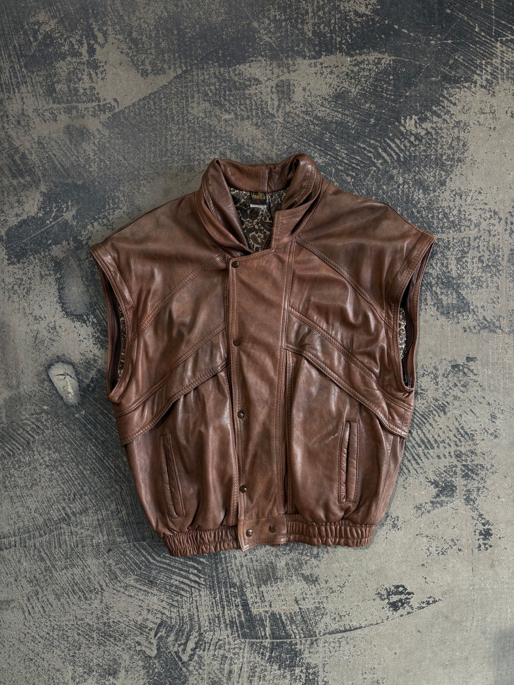 Giacca bomber vera pelle marrone effetto vintage XL