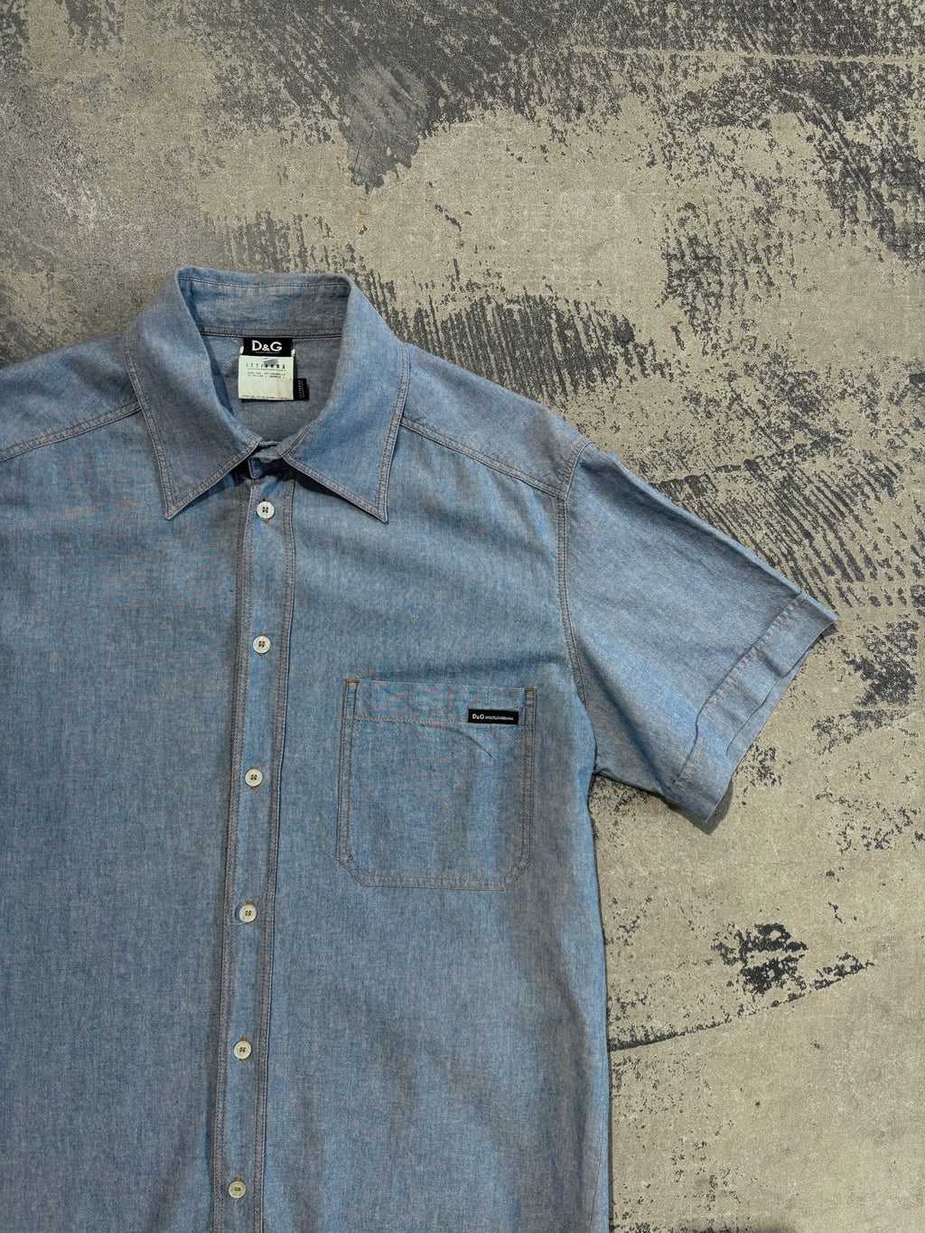 Camicia Dolce & Gabbana cotone chambray azzurro chiaro L/XL