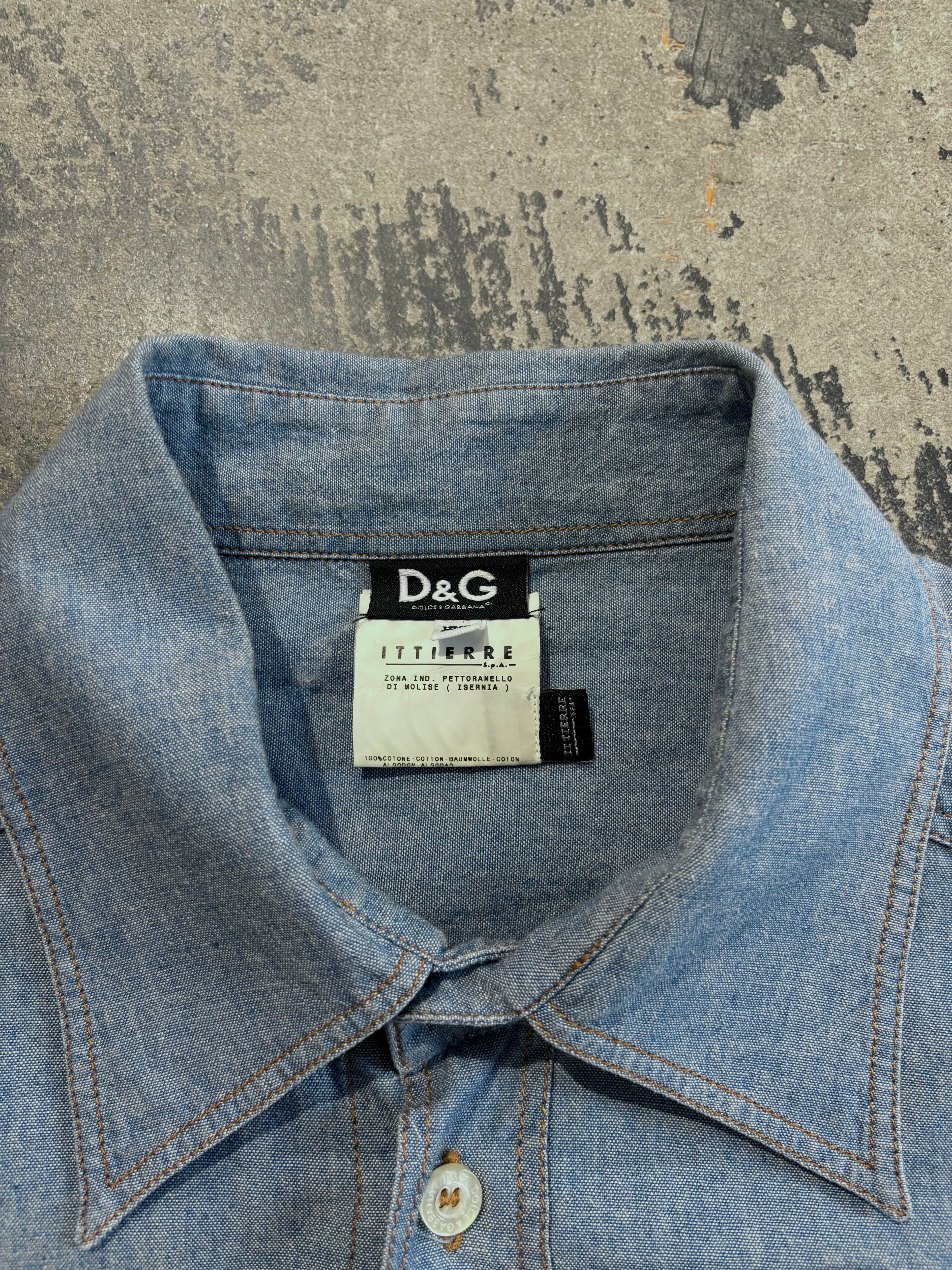 Camicia Dolce & Gabbana cotone chambray azzurro chiaro L/XL