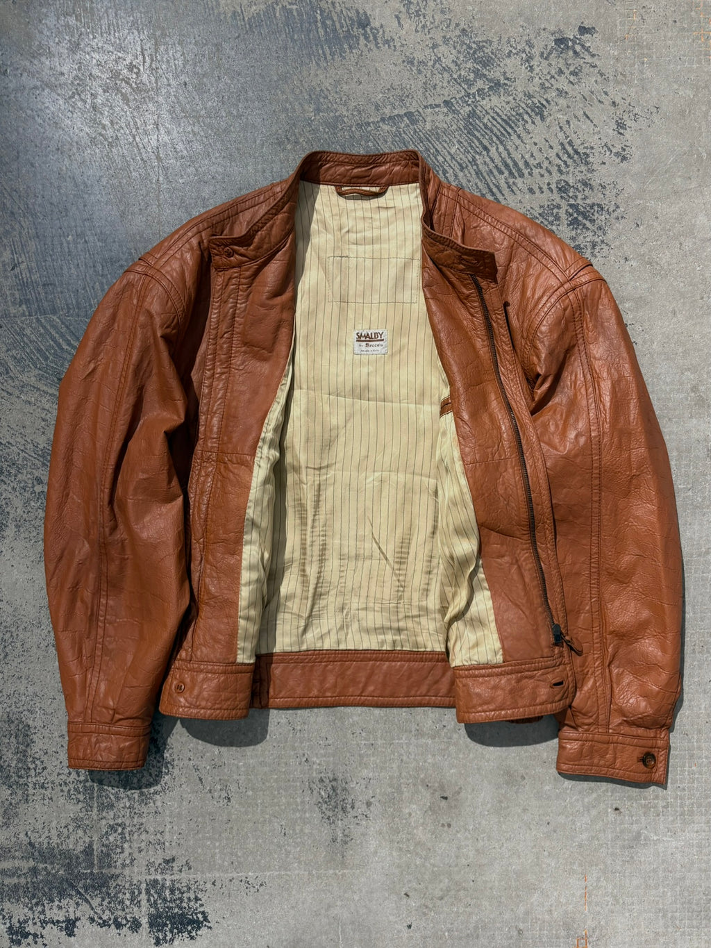 Giacca bomber pelle martellata tabacco L