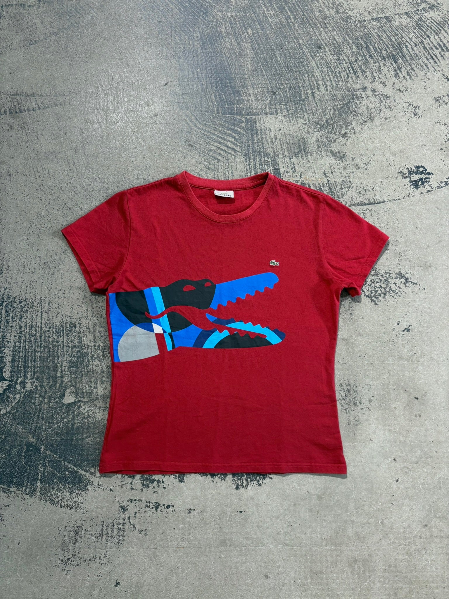 T-shirt Lacoste donna rosso maxi grafica coccodrillo rosso/blu slim fit L