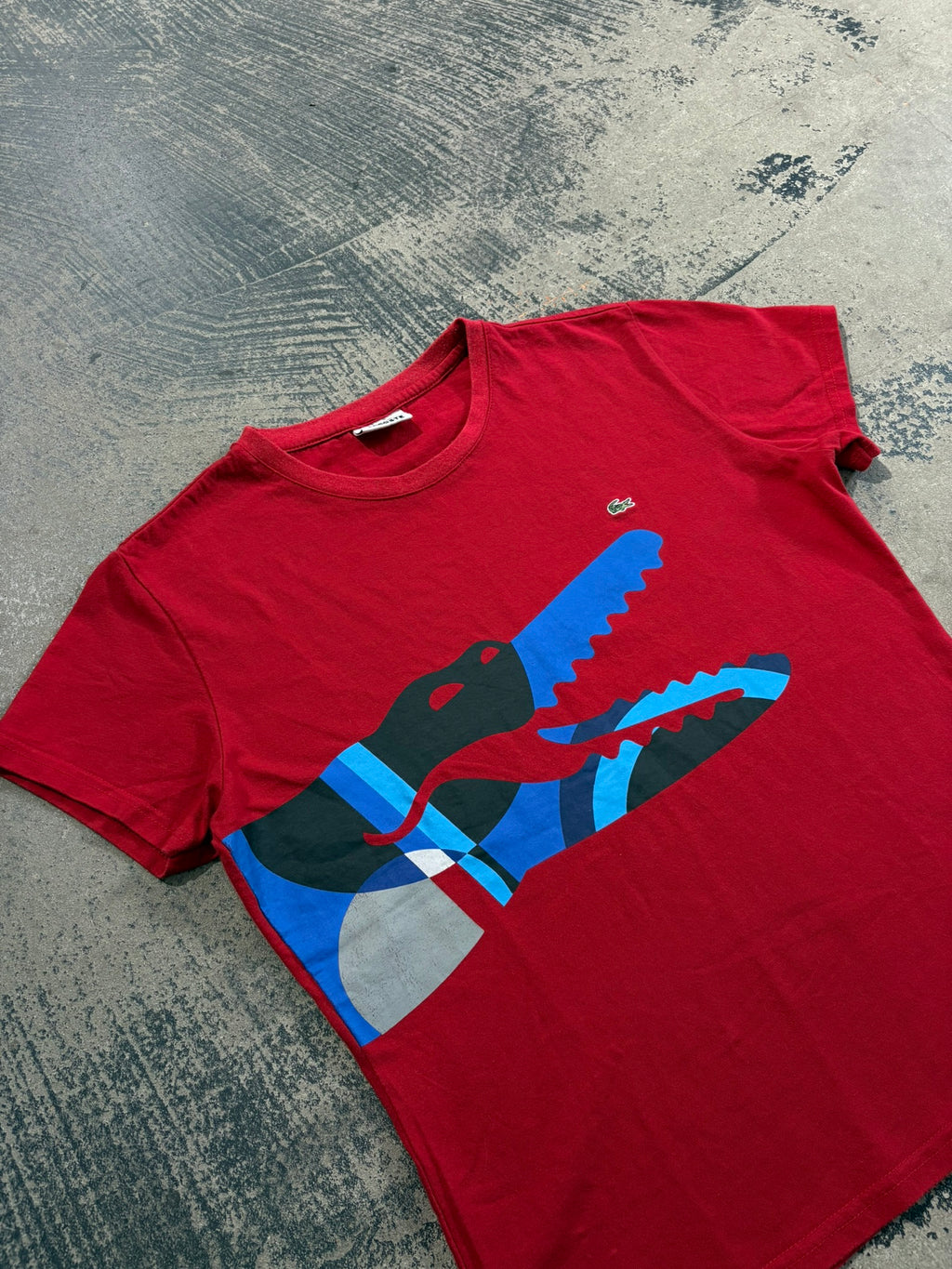 T-shirt Lacoste donna rosso maxi grafica coccodrillo rosso/blu slim fit L