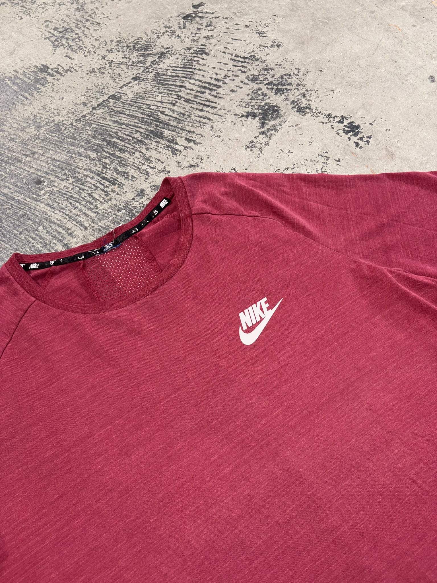 T-shirt Nike Training "Dry-Fit" Bordeaux Melange logo Bianco L/XL