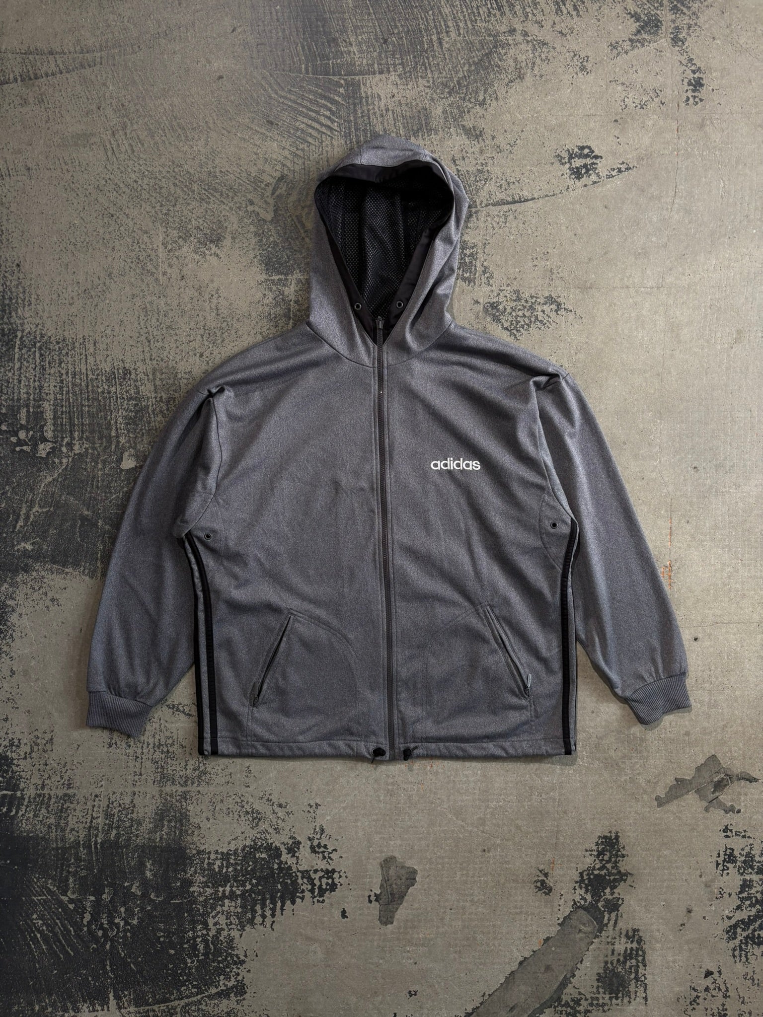 Felpa Adidas cappuccio zip grigio scuro melange XL