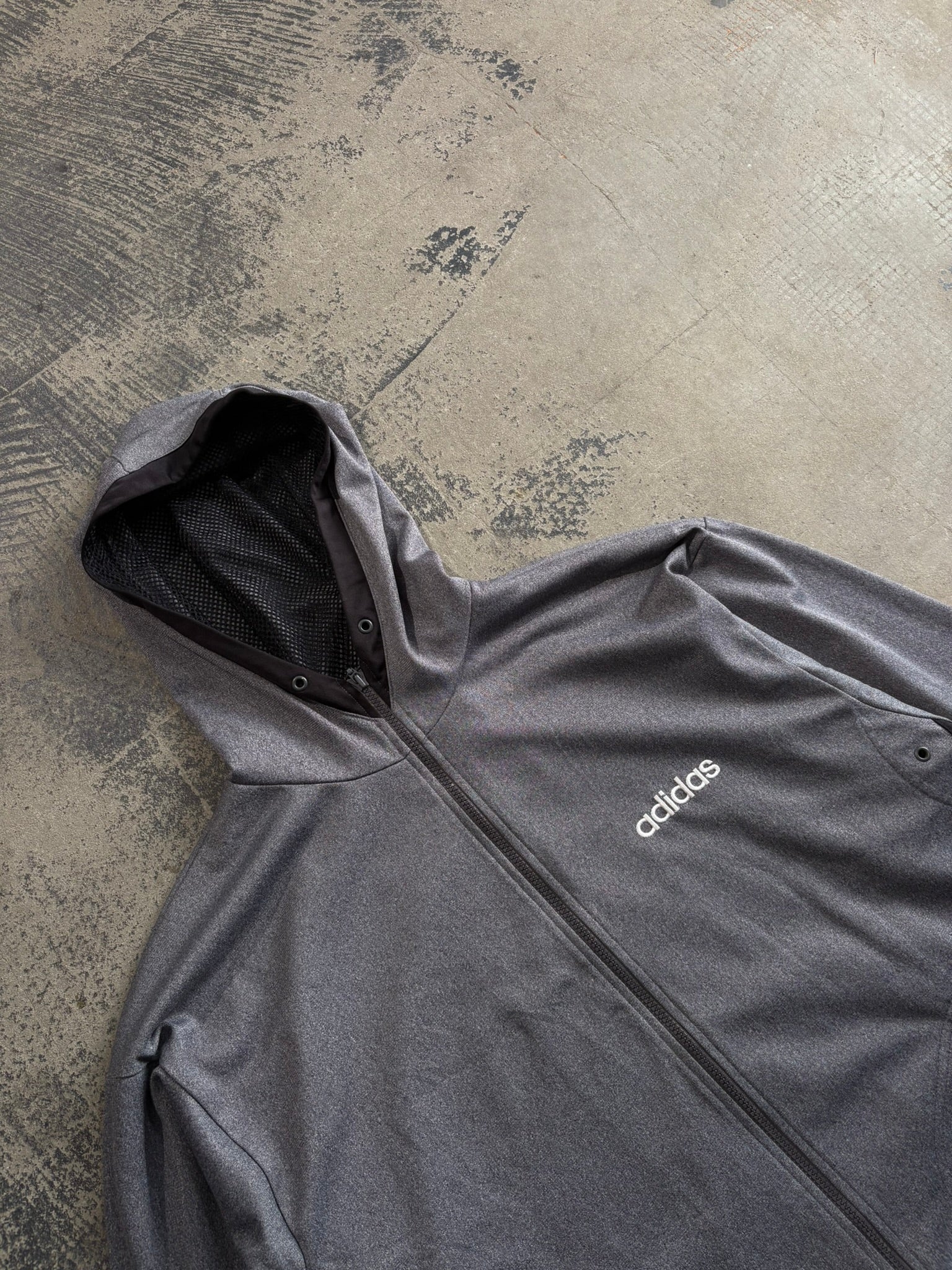 Felpa Adidas cappuccio zip grigio scuro melange XL