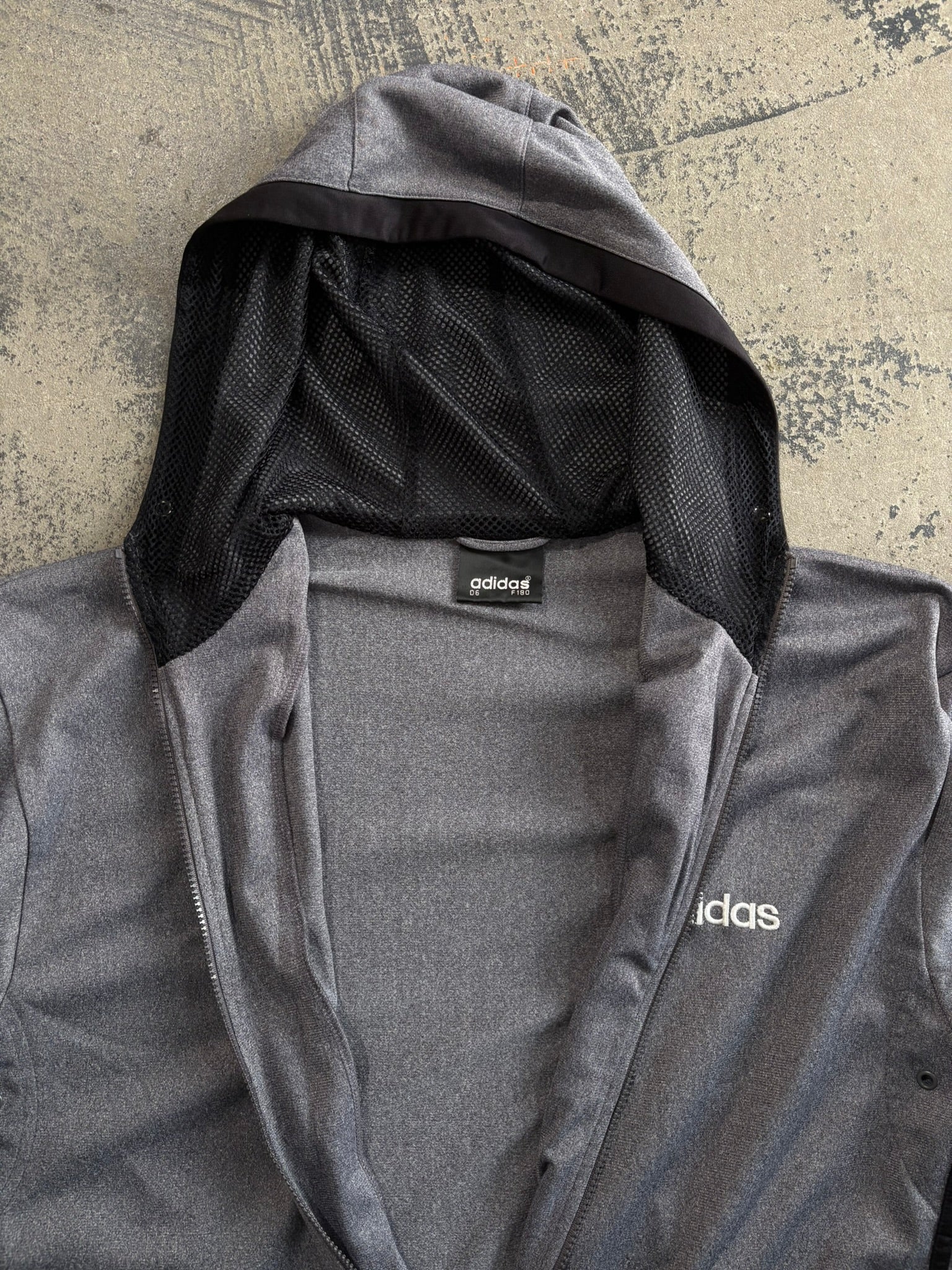 Felpa Adidas cappuccio zip grigio scuro melange XL