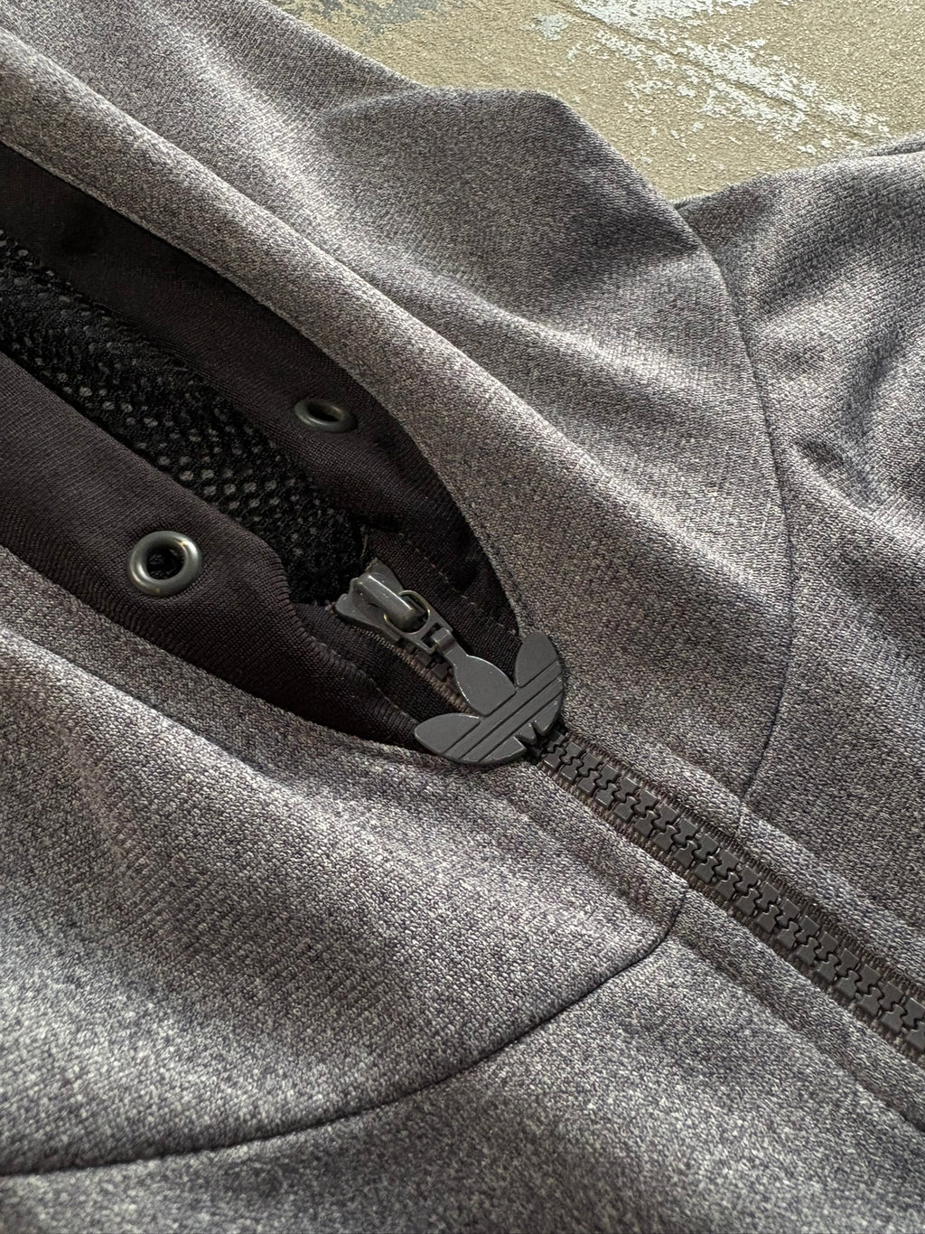 Felpa Adidas cappuccio zip grigio scuro melange XL