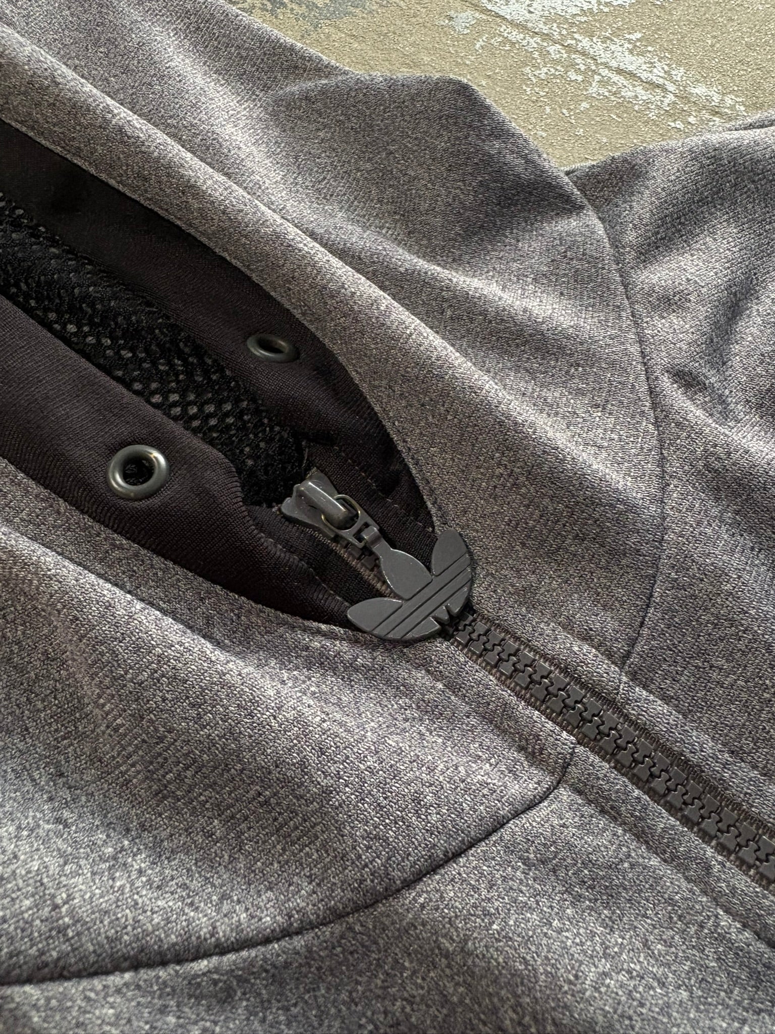 Felpa Adidas cappuccio zip grigio scuro melange XL