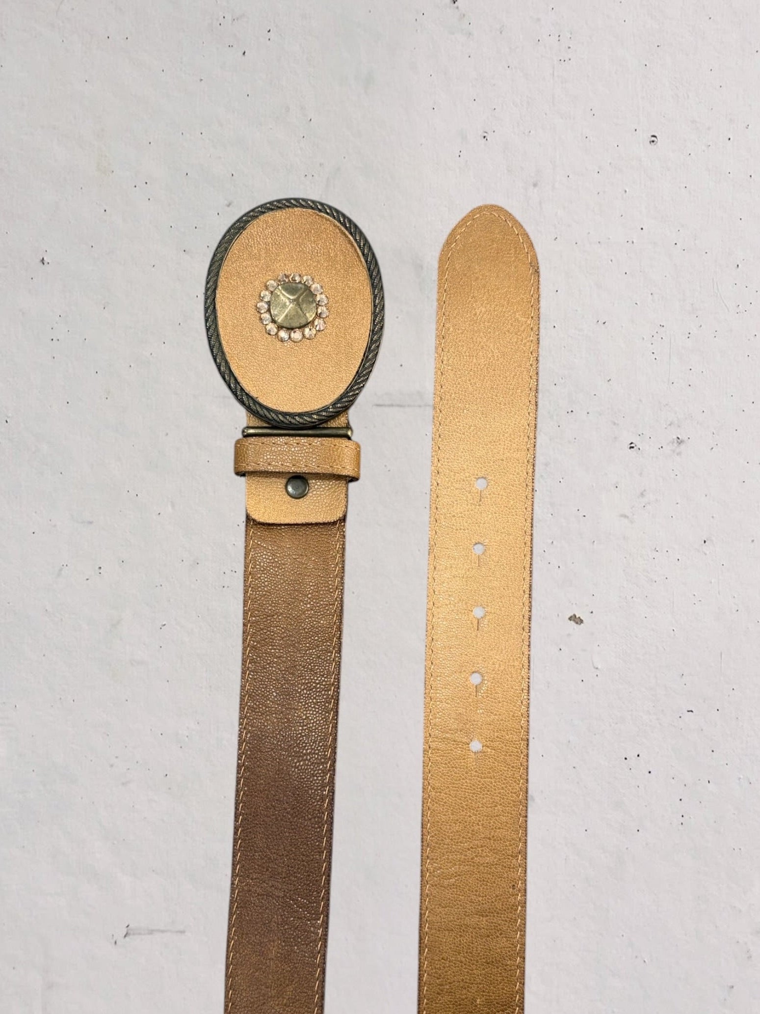 Cintura Donna in vera pelle sand/beige fibbia gioiello