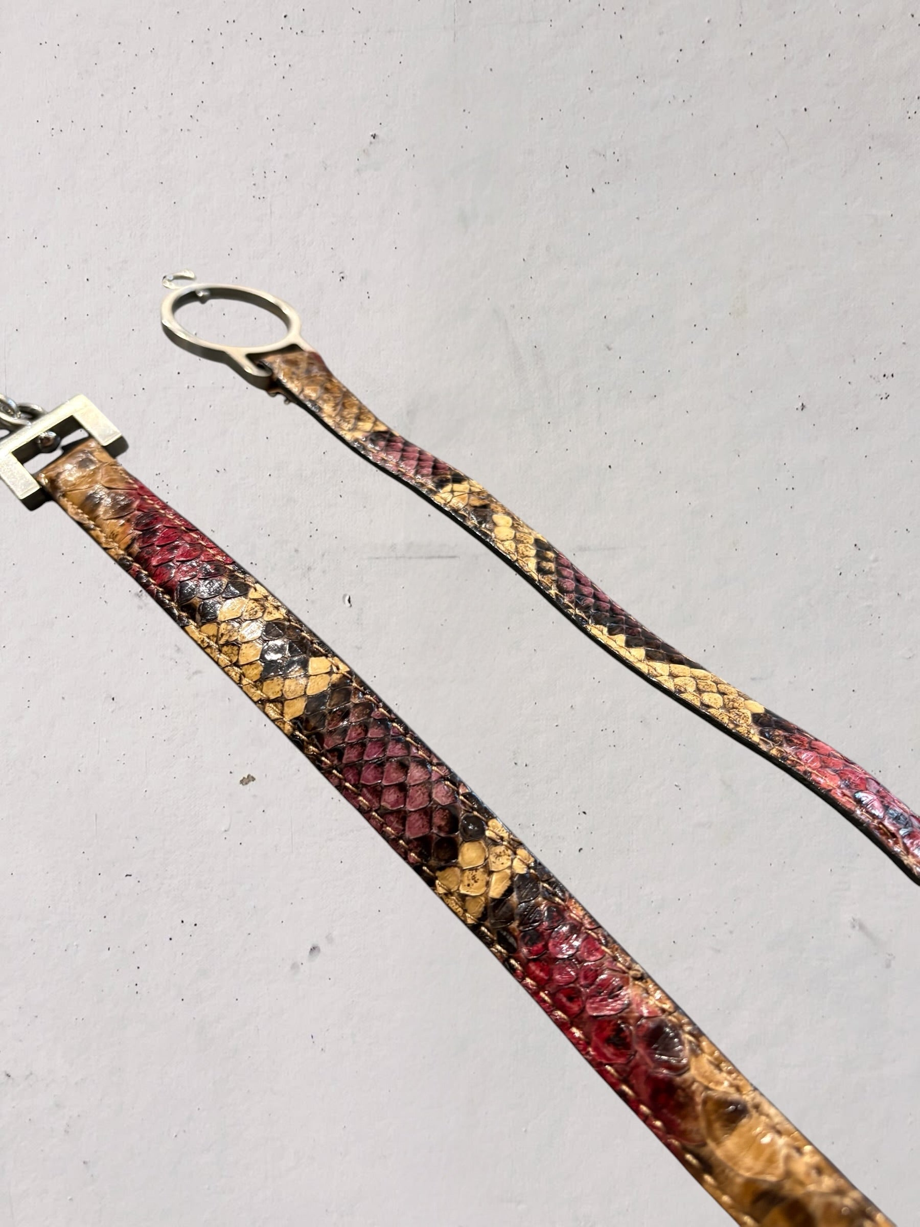Harness Belt in pitone bordeaux/sabbia moschettone girevole
