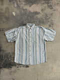Camicia fantasia etnica a righe azzurro/arancio L