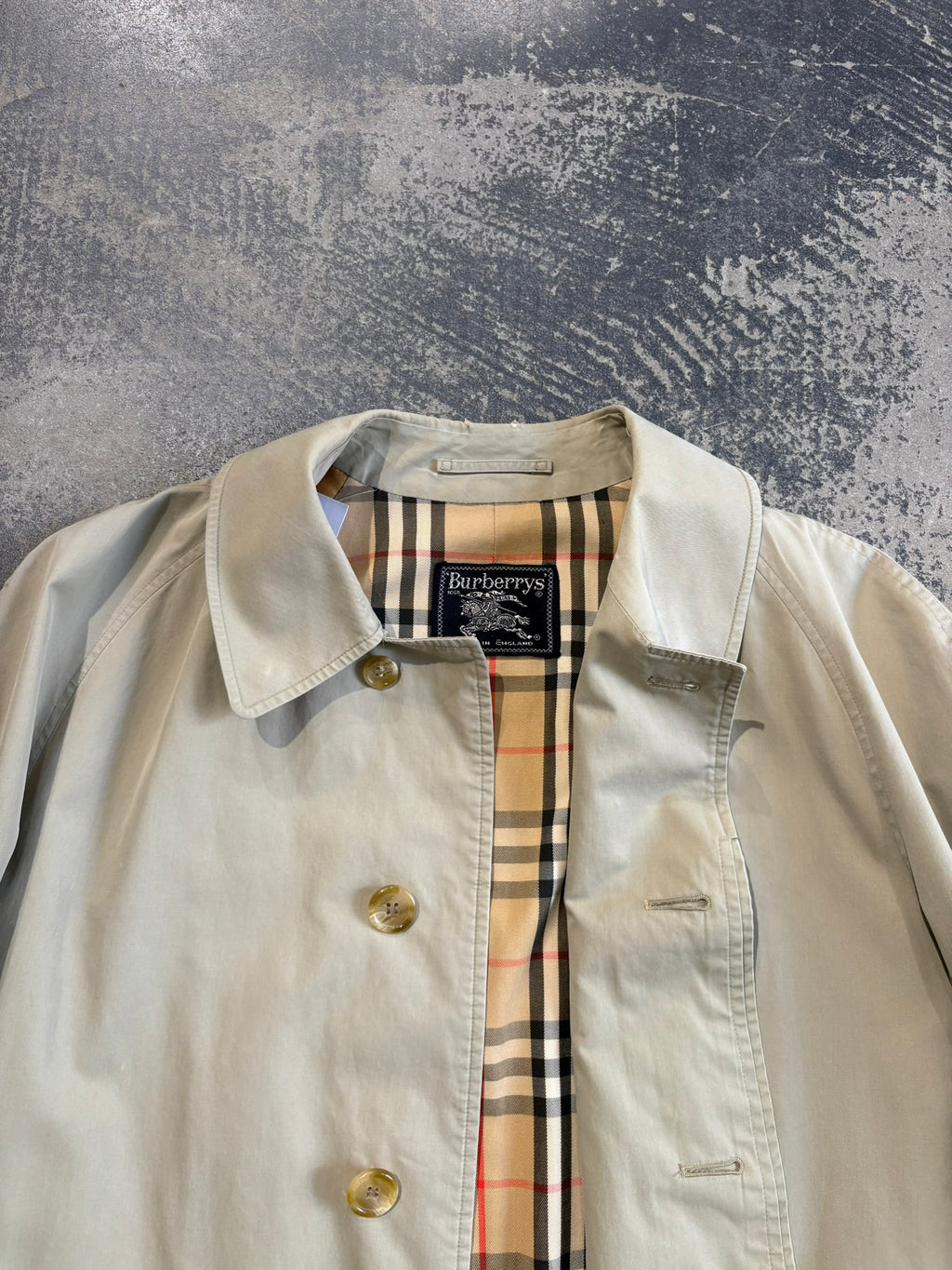 Trench Burberrys unisex anni '90 fodera Nova Check Made in England L