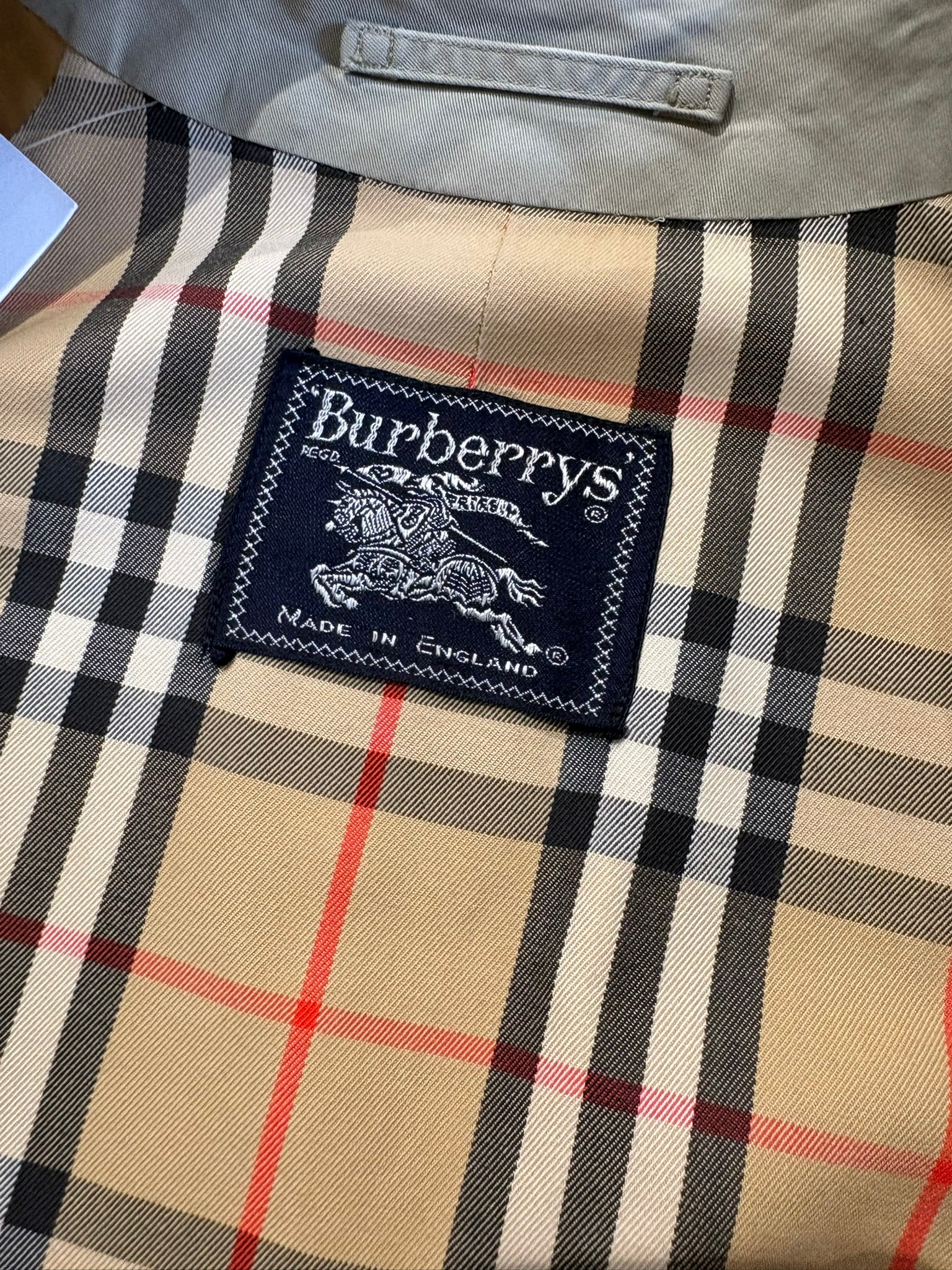 Trench Burberrys unisex anni '90 fodera Nova Check Made in England L