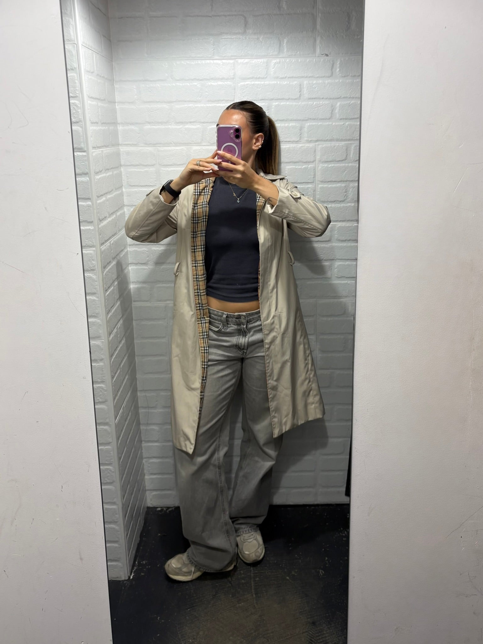 Trench Burberrys donna cappuccio rimovibile beige chiaro/Nova Check M