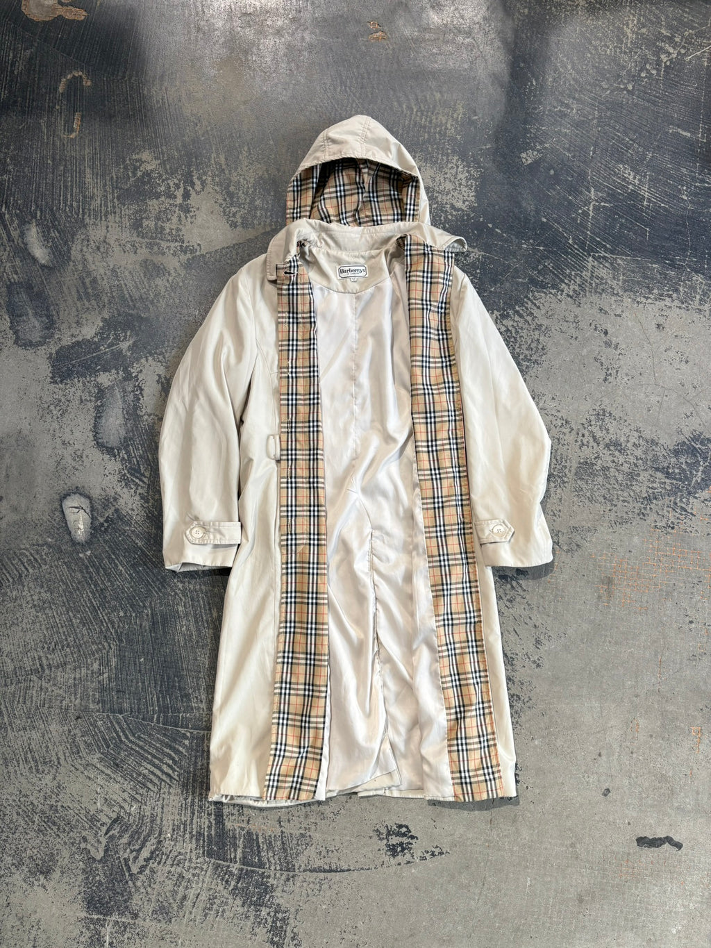Trench Burberrys donna cappuccio rimovibile beige chiaro/Nova Check M