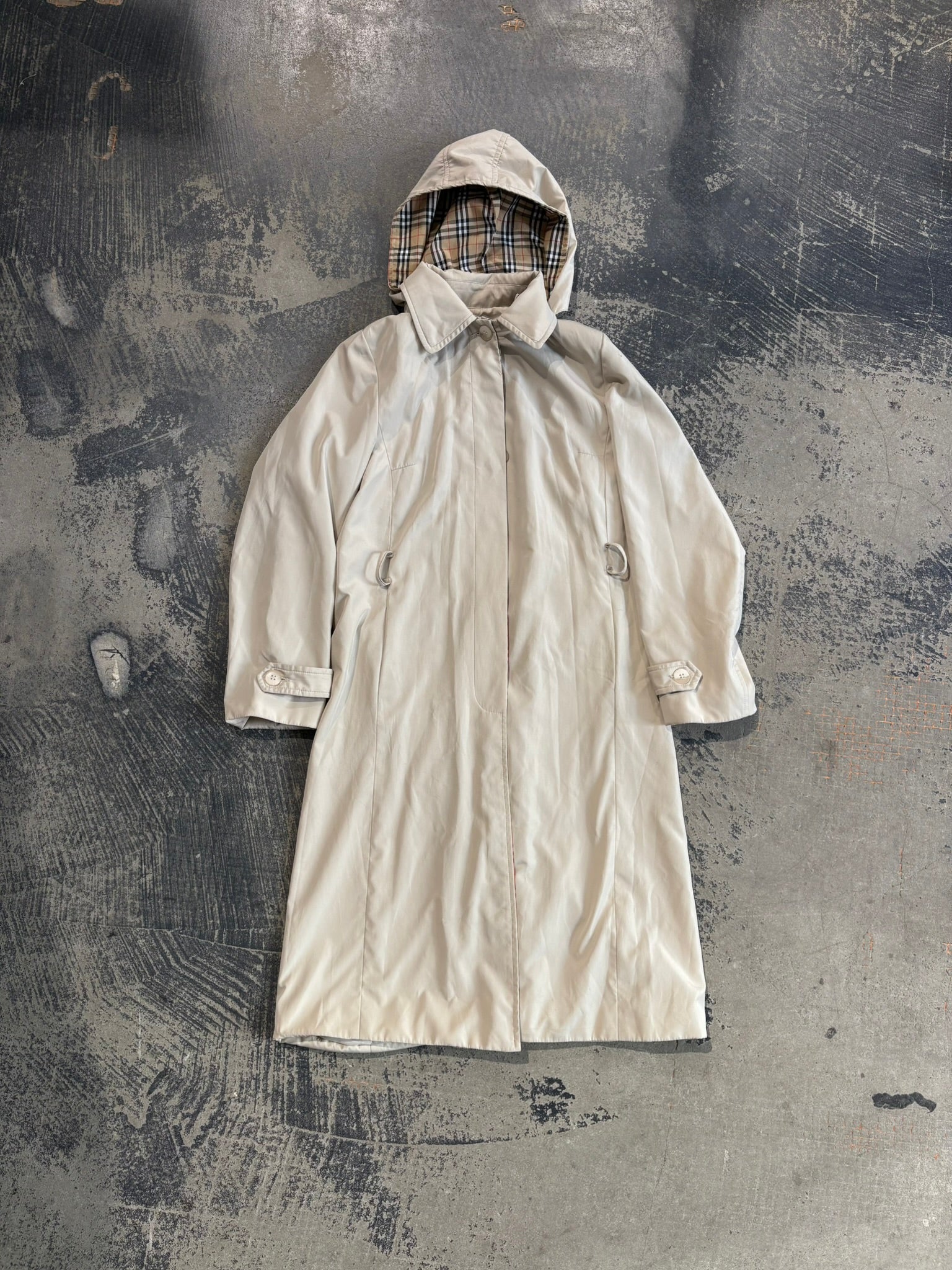 Trench Burberrys donna cappuccio rimovibile beige chiaro/Nova Check M