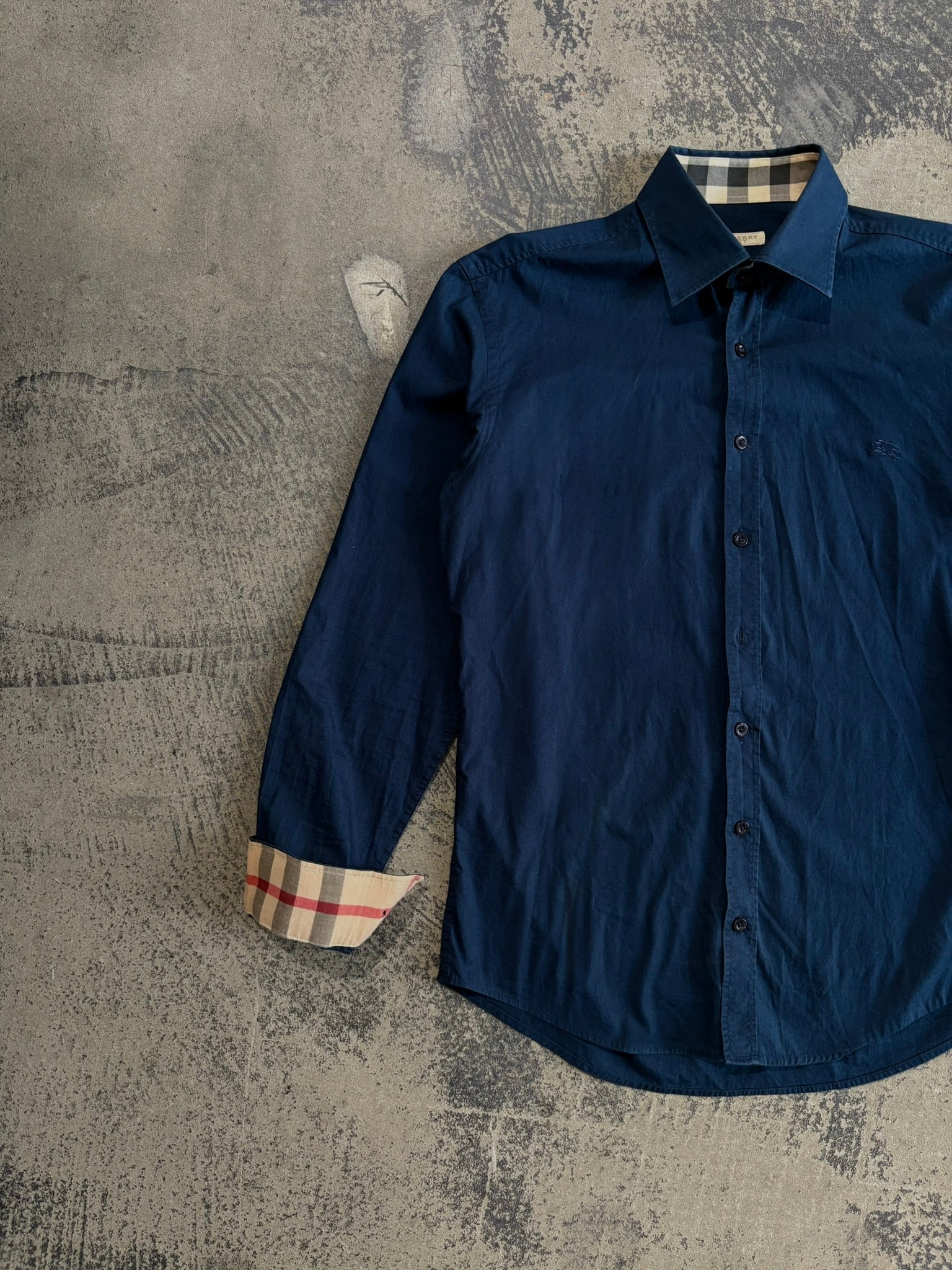 Camicia Burberry Brit slim fit blu navy Nova Check M