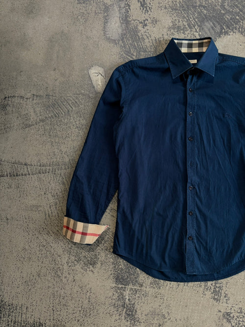 Camicia Burberry Brit slim fit blu navy Nova Check M