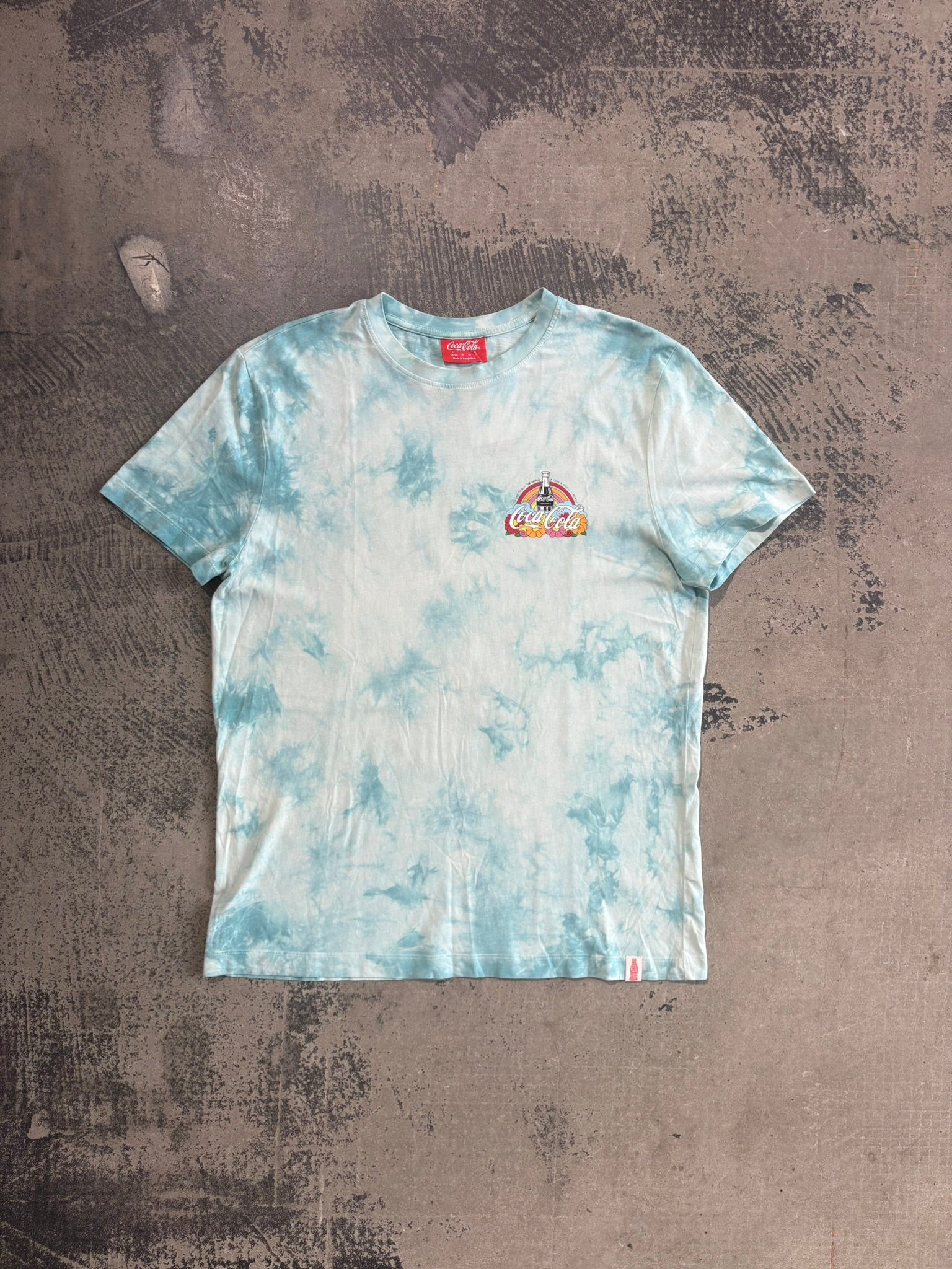 T-Shirt ufficiale Coca-Cola Tie-Dye "Have a Coke and a Smile" azzurro/bianco L