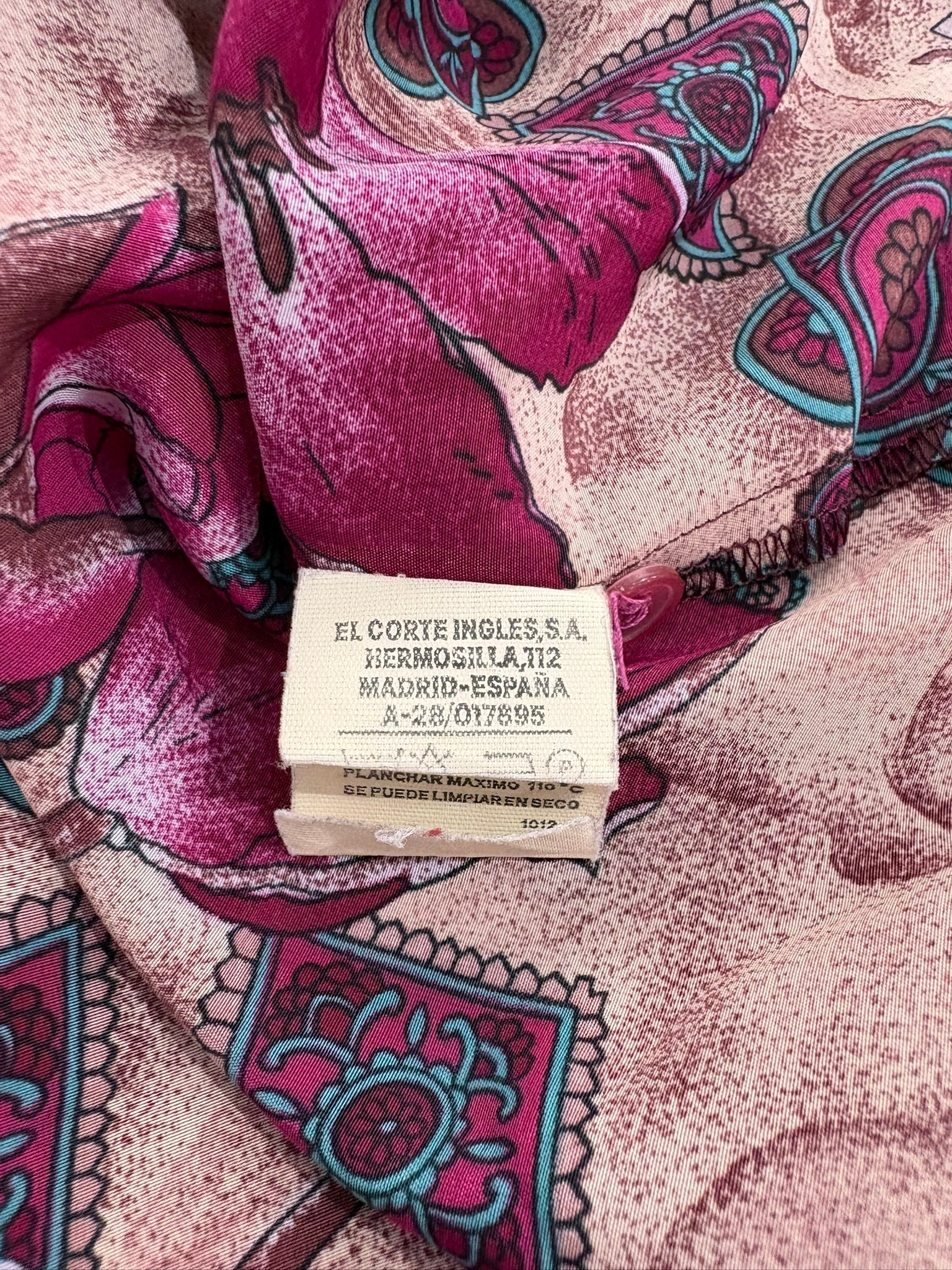Camicia El Corte Inglés spilla gioiello fantasia floreale magenta/rosa L/XL