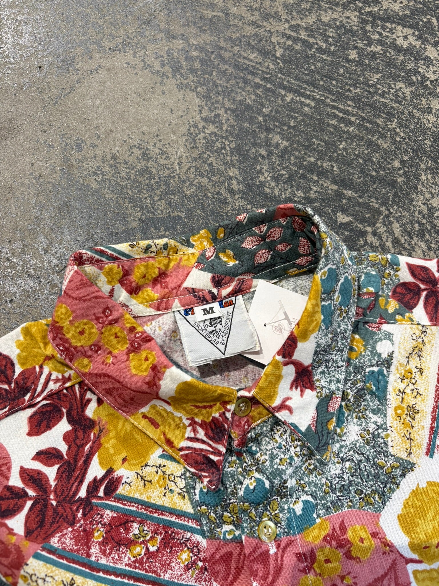 Camicia maniche corte pattern patchwork fantasia floreale multicolor L/XL