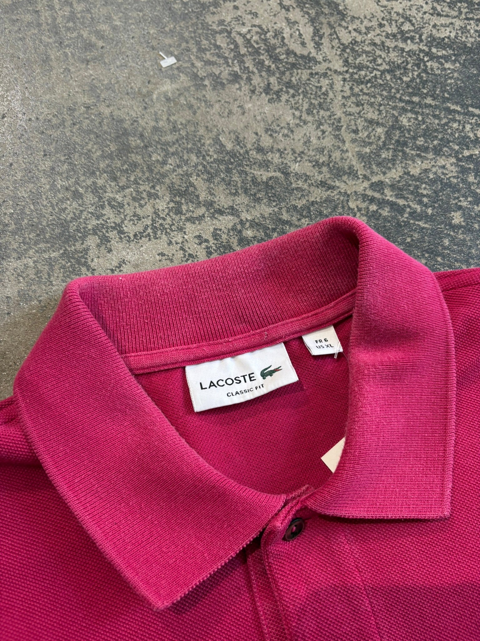 Polo Lacoste cotone piqué fucsia scuro L
